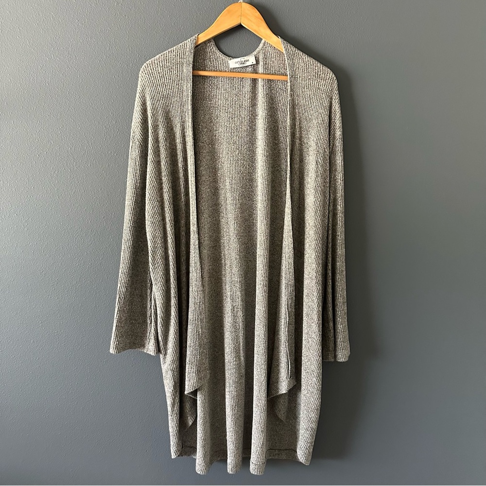 Gray Open-Front Women's Sweater